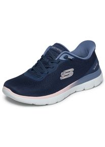 Slip-On Sneaker Skechers "SUMMITS", Damen, Gr. 43, blau (navy), Textil, Schuhe Slip-On Sneaker, Schlupfschuh, Halbschuh, Freizeitschuh, mit Slip Ins