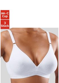 Bralette-BH, Damen, Gr. 70, Cup B, schwarz-wei&szlig; (2xwei&szlig;, 1xschwarz), Jersey, Obermaterial: 75% Baumwolle, 15% Elasthan, 10% Polyester, PETITE FLEUR BY LASCANA, Basic, BHs Bralette-BH, ohne B&uuml;gel im Triangel-Schnitt aus sch&ouml;ner Baumwolle