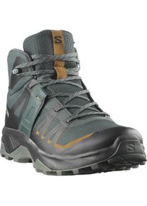 Wanderschuh Salomon "EXTEND 2 MID GORE-TEX", Herren, Gr. 42,5, grau (urban chic, schwarz, brilliant olive), Synthetik, Textil, Schuhe Wanderschuh, wasserdicht dank Gore-Tex Membrane
