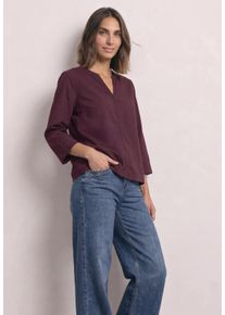 Schlupfbluse Street One, Damen, Gr. 40, lila (rustic rouge), Web, Obermaterial: 100% Viskose, unifarben, l&auml;ssig geschnitten h&uuml;ftbedeckend, V-Ausschnitt, abgesteppte Kante, Blusen Schlupfbluse, 3/4-Arm Sommerbluse mit Split Neck