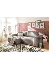 Schlafsofa OTTO HOME "PHEELIX Cord, mit 3 Funktionen", grau (hellbraun), B:252cm H:94cm T:118cm, Sofas, Schlafsofa, Elemente einzeln oder gleichzeitig ausziehbar, bequemer Sitzkomfort