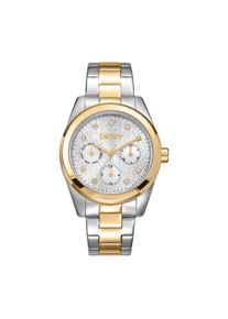 Quarzuhr DKNY "Mulit Function Watch twotone", silbergoldfarben, Armbanduhren, Damen, Quarzuhr, Armbanduhr, Damenuhr, Edelstahlarmband, analog, Tag