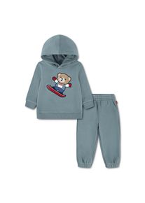 Kapuzensweatshirt LEVI'S KIDS "LVB BEAR KNIT SET", Jungen, Gr. 12M (80), blau (stormy sea), Sweatware, Obermaterial: 60% Baumwolle, 40% Polyester, unifarben, bequem normal, Rundhals, elastischer Bund, Sweatshirts Kapuzensweatshirt, und Jogginghose/ Jogginganzug for BOYS