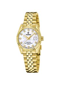 Quarzuhr Festina "Classic Steel", goldfarben, perlmuttfarben, Armbanduhren, Damen, Quarzuhr, Armbanduhr, Damenuhr, Swiss Made, Edelstahlarmband, analog, Tag