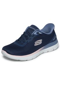 Slip-On Sneaker Skechers "SUMMITS", Damen, Gr. 37, blau (navy), Textil, Schuhe Slip-On Sneaker, Schlupfschuh, Halbschuh, Freizeitschuh, mit Slip Ins