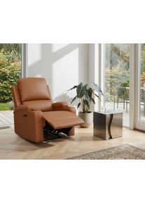 Relaxsessel OTTO HOME "NAPORI Lederoptik, Kinosessel, Multimedia-Sessel", cognac, B:87cm H:105cm T:94cm, Polyester 40% / Polyurethan 60%, Sessel, Relaxsessel, TV-Sessel mit manueller u elektrischer Relaxfunktion u. Getr&auml;nkehalter