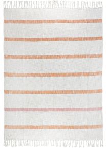 Plaid Esprit "Arne", wei&szlig; (sanftes wei&szlig;), B:130cm L:170cm, Baumwolle, Wohndecken, Plaid, im Naturlook mit langen Fransen