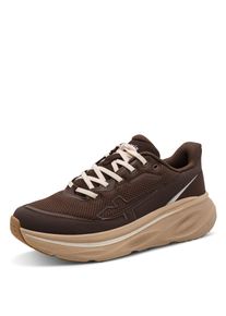 Keilsneaker Tamaris "DYNARA", Damen, Gr. 42, mokka, Lederimitat, Textil, Mesh, kontrastfarbene Details, Schuhe Keilsneaker, Freizeitschuh, Schn&uuml;rschuh, Halbschuh mit seitlicher T-Logostickerei