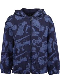 Kapuzensweatjacke Blue Seven, Jungen, Gr. 134, blau (nachtblau), angeraute Sweatware, Obermaterial: 100% Baumwolle, bedruckt, Basic normal, Rundhals, Rippb&uuml;ndchen, Sweatjacken Kapuzensweatjacke, Baumwolle, toller Alloverdruck