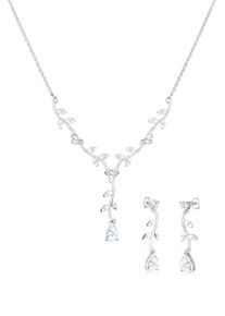 Ohrring und Ketten Set Elli "Schmuckset Blumenranke Zirkonia 925 Sterling Silber" Gr. 45, wei&szlig;, Schmuck_Sets, Damen, Blacklist, Silber 925 (Sterlingsilber), Ohrring und Ketten Set