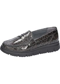 Waldl&auml;ufer Slipper WALDL&Auml;UFER "H-Pina", Damen, Gr. 7,5 (41), carbon, leo, Lackleder, Schuhe Slipper, Loafer, Schlupfschuh, Bequemschuh in H-Weite