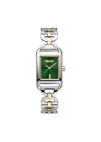 Quarzuhr DKNY "Open Link square Watch", gr&uuml;n (silbergoldfarben), Armbanduhren, Damen, Quarzuhr, Armbanduhr, Damenuhr, Edelstahlarmband, analog
