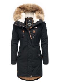 Wintermantel Ragwear "Parka Tawny", Damen, Gr. L, schwarz (schwarz22), Obermaterial: 65% Polyester PES. 35% Baumwolle CO. Obermaterial: Futter: 100% Polyester PES. 100% Polyester PES., M&auml;ntel Wintermantel