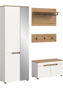 Garderoben-Set Home Affaire "REHAT, TOPSELLER, 4-teilig, Breite 160cm, individuell stellbar", wei&szlig; (wei&szlig;, artisan eiche nachbildung), B:160cm H:190cm T:37cm, Holzwerkstoff, Kastenm&ouml;bel-Sets, Garderoben-Set, Garderobenkombination, Kombination, Set, Flurgarderobe, Diele