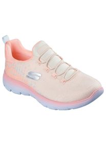 Slip-On Sneaker Skechers "SUMMITS", Damen, Gr. 36, rosa (lachsfarben, apricot), Mesh, Textil, kontrastfarbene Details, Schuhe Slip-On Sneaker, Trainingsschuh, Sneaker, Slipper, Halbschuh mit Bungee-Verschluss