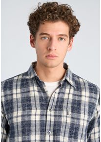 Langarmhemd LINDBERGH, Herren, Gr. XXL, N-Gr, dk blau, Web, Obermaterial: 65% Polyester, 35% Baumwolle, kariert, normal h&uuml;ftbedeckend, Rundhals, Hemden Langarmhemd, mit Karomuster / Knopfleiste