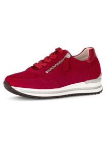 Keilsneaker Gabor "TURIN", Damen, Gr. 38, rot, Leder, Ziegenveloursleder, unifarben, Schuhe Keilsneaker, Freizeitschuh, Halbschuh, Schn&uuml;rschuh mit Wechselfu&szlig;bett, H-Weite
