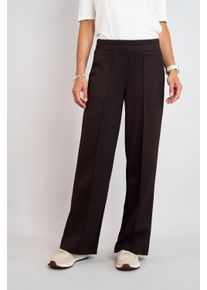 Stoffhose Seidel Moden, Damen, Gr. 40, N-Gr, braun (espresso), Web, Obermaterial: 50% Polyester, 45% Viskose, 4% Elasthan, 1% sonstige Fasern, unifarben, l&auml;ssig geschnitten lang, Hosen Stoffhose, mit elatstischem Bund - MADE IN GERMANY