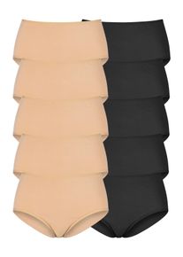 Taillenslip, Damen, Gr. 56/58, schwarz (beige, schwarz), Single Jersey, Obermaterial: 95% Baumwolle, 5% Elasthan, PETITE FLEUR BY LASCANA, unifarben, k&ouml;rpernah, Unterhosen Taillenslip, aus elastischer Baumwolle, Topseller