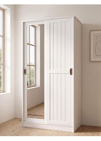 Garderobenschrank OTTO HOME "Malm&ouml; Mehrzweckschrank mit Schiebet&uuml;ren und Spiegel", wei&szlig;, B:93cm H:184cm T:37cm, Massivholz, Schr&auml;nke, Garderobenschrank, aus massiver FSC-zertifizierter Kiefer, B/T/H 93/37/187 cm