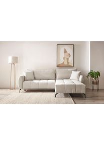Ecksofa OTTO HOME "JINNIE Chenille, L-Form, Polsterecke m. Schlaffunktion", beige (hellbeige), B:287cm H:94cm T:197cm, Sofas, Ecksofa, Recamiere links/rechts montierbar, als Webstoff oder Chenille-Stoff