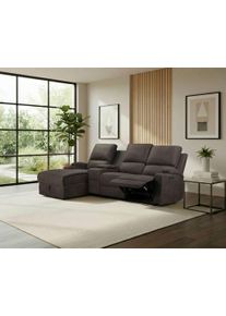 Ecksofa OTTO HOME "NAPORI Microfaser, Multimediasofa, 3er Kinosessel XXL, L-Form", anthrazit, B:240cm H:102cm T:155cm, 100% Polyester, Sofas, Ecksofa, Kinosofa, manuelle o. elektr. Relaxfunktion, Staufach, Getr&auml;nkehalter