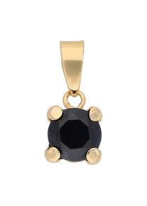 Kettenanh&auml;nger Firetti "Schmuck Geschenk Gold 375 Halsschmuck Anh&auml;nger Solit&auml;r", schwarz (gelbgoldfarben, schwarz, schwarz), Schmuckanh&auml;nger, Damen, Gelbgold 375, 0,31 g, Kettenanh&auml;nger, mit Smaragd, Saphir oder Rubin