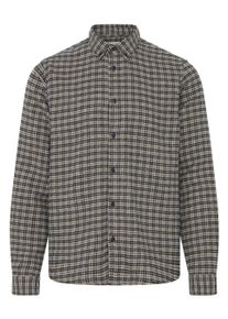 Langarmhemd Blend "BHCLARK SHIRT", Herren, Gr. L, N-Gr, deep depths, Web, Obermaterial: 75% Polyester, 25% Baumwolle, kariert, regular fit normal, 1-Knopf-Manschette, Hemden Langarmhemd, Materialmix, regular fit