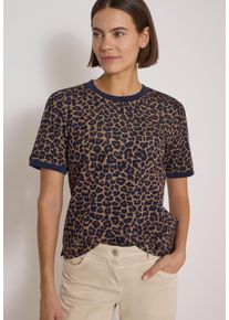 Sweater Cecil, Damen, Gr. L (42), creamy mocha, Jersey, Obermaterial: 49% Polyester, 44% Viskose, 7% Elasthan, normal h&uuml;ftbedeckend, Rundhals, B&uuml;ndchen, Sweatshirts Sweater, Sommershirt / Rundhals / Animal-Print