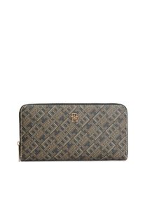 Geldb&ouml;rse Tommy Hilfiger "TH ICON LRG ZA MONO PRINT", Damen, schwarz kombiniert, Lederimitat, Kleinlederwaren Geldb&ouml;rse, Damen Geldbeutel, Portemonnaie mit TH-Alloverdruck