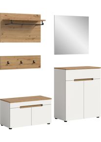 Garderoben-Set Home Affaire "REHAT, TOPSELLER, 5-teilig, Breite 175cm, individuell stellbar", wei&szlig; (wei&szlig;, artisan eiche nachbildung), B:175cm H:180cm T:37cm, Kastenm&ouml;bel-Sets, Garderoben-Set, Garderobenkombination, Kombination, Set, Flurgarderobe, Diele