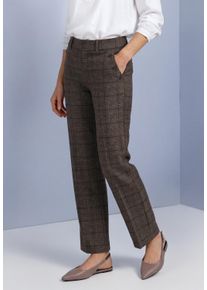 Stoffhose Street One "Style Amalia", Damen, Gr. 38, L&auml;nge 30, braun (schwarzest braun), Web, Obermaterial: 62% Polyester, 33% Viskose, 5% Elasthan, kariert, normal lang, Hosen Stoffhose, mit Karomuster / mit Stretch