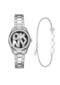 Quarzuhr DKNY "Logo Watch Set", silber (silberfarben), Armbanduhren, Damen, Quarzuhr, Armbanduhr, Damenuhr, Edelstahlarmband, Ideal auch als Geschenk