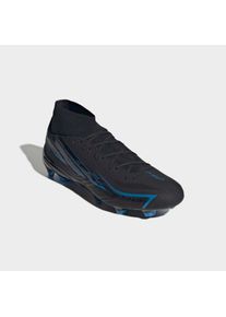 Fu&szlig;ballschuh adidas Performance "F50 HYPERFAST LEAGUE, MITTELHOCH, FESTE B&Ouml;DEN", Gr. 42, core schwarz, core schwarz, lucid ray blau, Synthetik, Textil, Schuhe Fu&szlig;ballschuh, f&uuml;r Rasen und feste B&ouml;den, gespielt bei der Weltmeisterschaft 2026