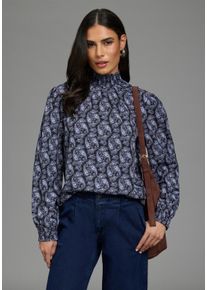 Druckbluse Laura Scott, Damen, Gr. 38, blau, Web, Obermaterial: 100% Polyester, bedruckt, figurumspielend h&uuml;ftbedeckend, gesmokt, Blusen Druckbluse, figurumspielende Passform, mit gesmoktem &Auml;rmelabschluss