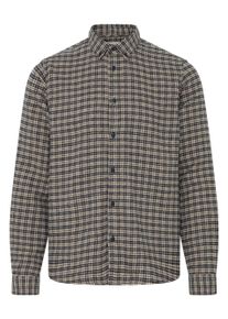 Langarmhemd Blend "BHCLARK SHIRT", Herren, Gr. 3XL, N-Gr, deep depths, Web, Obermaterial: 75% Polyester, 25% Baumwolle, kariert, regular fit normal, 1-Knopf-Manschette, Hemden Langarmhemd, Materialmix, regular fit