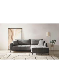 Ecksofa OTTO HOME "JINNIE Webstoff, L-Form, Polsterecke m. Schlaffunktion", mittelgrau, B:287cm H:94cm T:197cm, Sofas, Ecksofa, Recamiere links/rechts montierbar, als Webstoff oder Chenille-Stoff