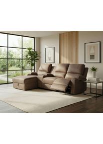 Ecksofa OTTO HOME "NAPORI Microfaser, Multimediasofa, 3er Kinosessel XXL, L-Form", taupe, B:240cm H:102cm T:155cm, 100% Polyester, Sofas, Ecksofa, Kinosofa, manuelle o. elektr. Relaxfunktion, Staufach, Getr&auml;nkehalter