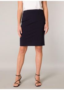 Bleistiftrock Base Level "Yane", Damen, Gr. 42, blau (navy dunkelblau), Web, Obermaterial: 65% Viskose, 30% Polyamid, 5% Elasthan, unifarben, knieumspielend, R&ouml;cke Bleistiftrock, Formgebende N&auml;hte sorgen f&uuml;r den typischen Sitz, Topseller