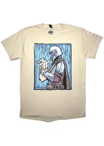 Star Wars Unisex volwassen The Mandalorian Holding Grogu T-Shirt (Wit)