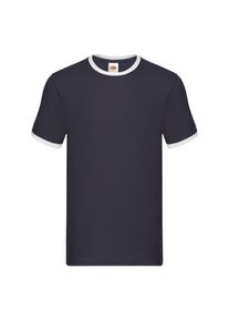 Fruit of the Loom Unisex Ringer T-shirt voor volwassenen (Marine / Wit)