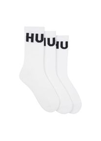 Hugo Unisex Adult Iconic Contrast Logo Sokken (Set van 3) (Wit)