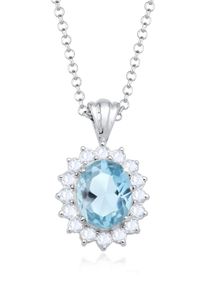 Silberkette Elli "Halskette Topas Hellblau Diamantschliff 925 Sterling Silber" Gr. 45, blau (hellblau), Halsketten, Damen, mit Stein, Silber 925 (Sterlingsilber), Silberkette