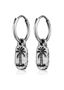 Paar Creolen HAZE & GLORY "Ohrringe Creolen - Coconut Society Palme 925 Sterling Silber" Gr. 25, silber, Ohrringe, Damen, 25, Silber 925 (Sterlingsilber), Paar Creolen
