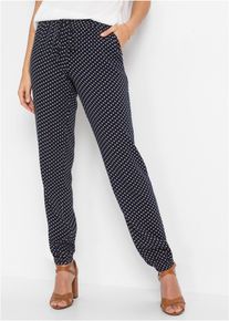 Schlupfhose bonprix "Schlupfhose aus reiner Viskose", Damen, Gr. 40, N-Gr, blau (dunkelblau graphisch bedruckt), Obermaterial: 100% Viskose, loose fit, Hosen Schlupfhose, aus Viskose, elastischer Bund, lockere Passform, eleganter Stil
