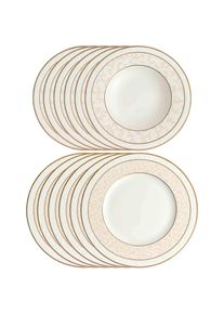 Villeroy & Boch Geschirr-Set VILLEROY & BOCH "Tafelservice Ivoire 12er Set wei&szlig;-gold", bunt (wei&szlig;, gold), 12, Porzellan, Geschirr-Sets, Geschirr-Set, Sp&uuml;lmaschinenfest