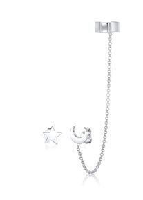 Paar Ohrklemmen Elli "Ohrringe Earcuff Astro Sterne Halbmond Blogger 925 Silber" Gr. 7, silber, Ohrringe, Damen, 7, Silber 925 (Sterlingsilber), Paar Ohrklemmen