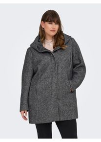 Kurzmantel Only CARMAKOMA "CARSEDONA LIGHT COAT OTW NOOS", Damen, Gr. XL, grau (dunkelgrau melange), Web, Obermaterial: 85% Polyester, 15% Baumwolle, meliert, h&uuml;ftbedeckend, M&auml;ntel Kurzmantel