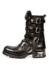 Stiefel New Rock "Biker Boots M-MR017-C10", Damen, Gr. 46, Normalschaft, schwarz, Obermaterial: 100% Rindnappaleder CNA., Schuhe Stiefel, Handgefertigt, Made in Spain