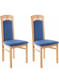 Esszimmerstuhl Home Affaire "Anthony", blau (blau, buchefarben), B:47cm H:101cm T:51cm, Holzwerkstoff, St&uuml;hle, Esszimmerstuhl, Holzstuhl mit dekorativen Fr&auml;sungen